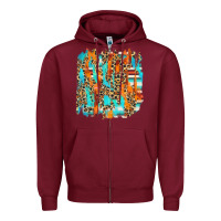 Burgundy serape with leopard pattern Zipper Hoodie - NancyCooperArtShop