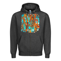 Charcoal Heather serape with leopard pattern Zipper Hoodie - NancyCooperArtShop