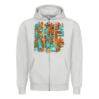 Dove Grey serape with leopard pattern Zipper Hoodie - NancyCooperArtShop