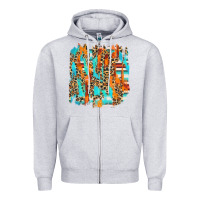 Heather Grey serape with leopard pattern Zipper Hoodie - NancyCooperArtShop