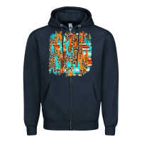 Navy serape with leopard pattern Zipper Hoodie - NancyCooperArtShop