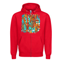 Red serape with leopard pattern Zipper Hoodie - NancyCooperArtShop
