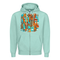 Seafoam serape with leopard pattern Zipper Hoodie - NancyCooperArtShop