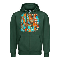 Sports Green serape with leopard pattern Zipper Hoodie - NancyCooperArtShop