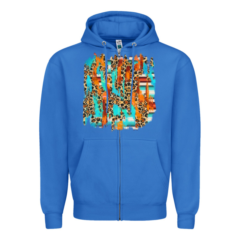 Serape With Leopard Pattern Zipper Hoodie by NancyCooperArtShop | Teevron
