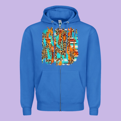 Serape With Leopard Pattern Zipper Hoodie Designed By Nancycooperartshop