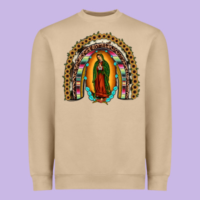 Our Lady Of Guadalupe Rainbow Heavyweight Sweatshirt Designed By Jahusdesignshop