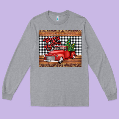 Merry Christmas Truck Long Sleeve Tee Designed By Jasminsmagicworld