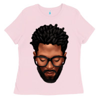 Bubblegum Pink bearded black man portrait Ladies Tee - texasbilliewilder