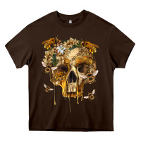 Chocolate Brown Flower Skeleton Bees Heavy Core Tee - RanaPortraitStore