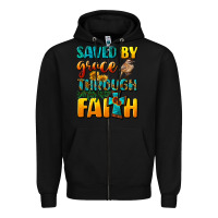 Black saved by grace through faith Zipper Hoodie - NancyCooperArtShop