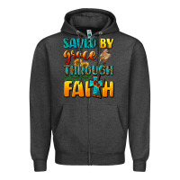 Charcoal Heather saved by grace through faith Zipper Hoodie - NancyCooperArtShop