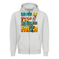 Dove Grey saved by grace through faith Zipper Hoodie - NancyCooperArtShop
