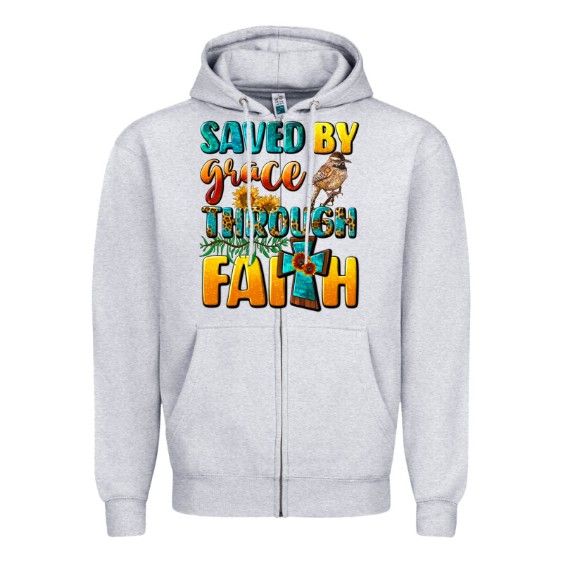 Saved By Grace Through Faith Zipper Hoodie by NancyCooperArtShop | Teevron