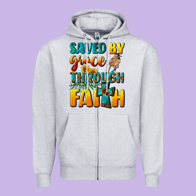 Saved By Grace Through Faith Zipper Hoodie Designed By Nancycooperartshop