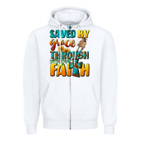 White saved by grace through faith Zipper Hoodie - NancyCooperArtShop