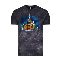 Cloud Black Christmas church and snow Vintage Tee - AdoDesignShop