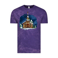 Cloud Purple Christmas church and snow Vintage Tee - AdoDesignShop