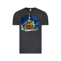Vintage Black Christmas church and snow Vintage Tee - AdoDesignShop