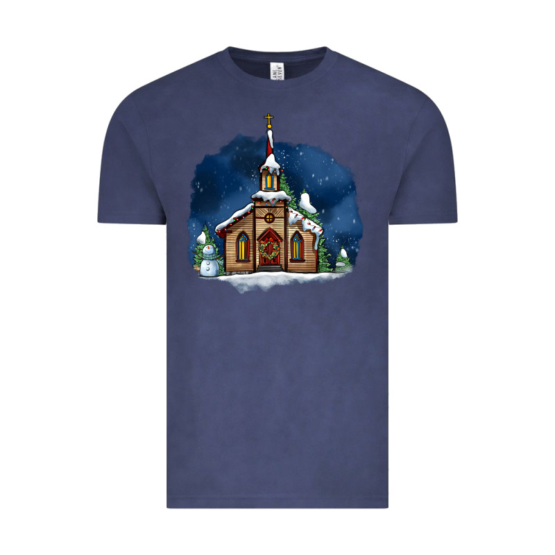 Christmas Church And Snow Vintage Tee by AdoDesignShop | Teevron