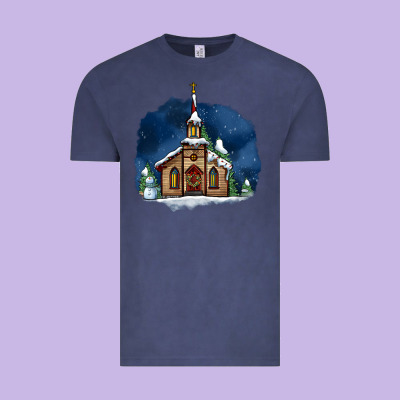Christmas Church And Snow Vintage Tee Designed By Adodesignshop