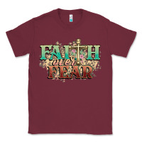 Burgundy faith over fear cross Classic Tee - NancyCooperArtShop