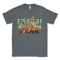 Charcoal Heather faith over fear cross Classic Tee - NancyCooperArtShop