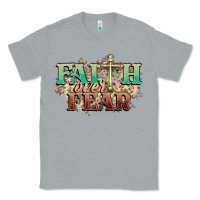 Heather Grey faith over fear cross Classic Tee - NancyCooperArtShop