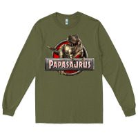Army Green Papasaurus T-Rex Long Sleeve Tee - LillyAllenDesigns