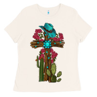 Bone Gemstone Cross With Cactus Ladies Tee - RanaPortraitStore
