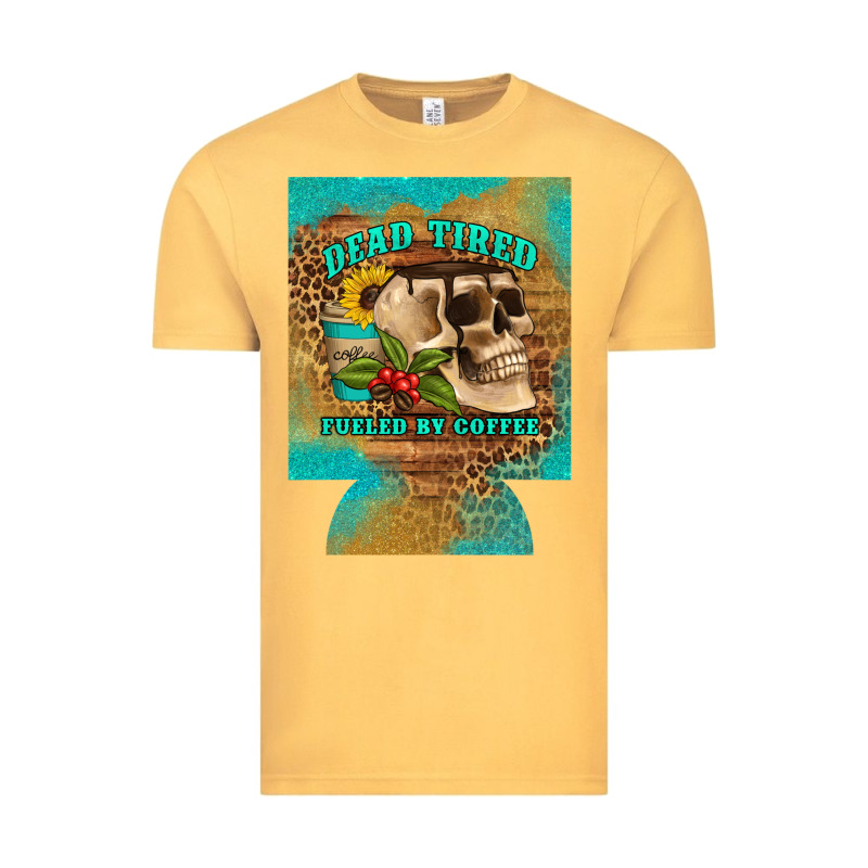 Dead Tired Fueled By Coffee 12 Oz Can Cooler (regular) Vintage Tee by Artiststas | Teevron