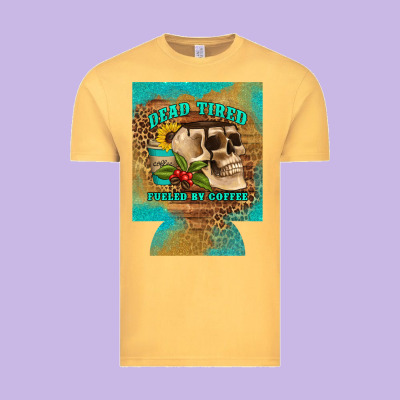 Dead Tired Fueled By Coffee 12 Oz Can Cooler (regular) Vintage Tee Designed By Artiststas