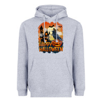 Heather Grey Happy Halloween With Crow Heavyweight Hoodie - LillyAllenDesigns