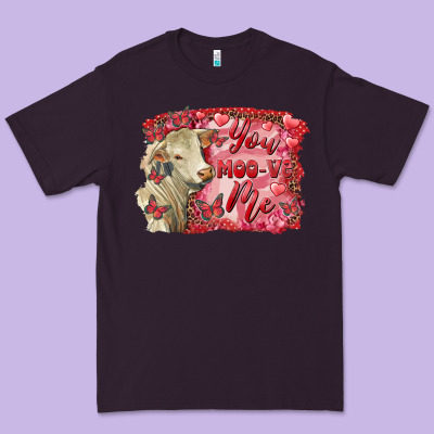 Valentine's Day You Moo Ve Me Charolais Cow Premium Tee Designed By Ranaportraitstore