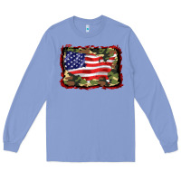 Colony Blue distressed american flag Long Sleeve Tee - BarkalooDesign