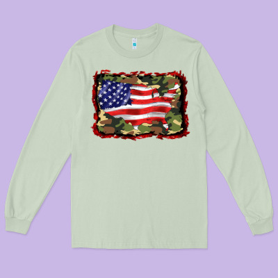 Distressed American Flag Long Sleeve Tee Designed By Barkaloodesign