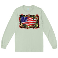 Matcha distressed american flag Long Sleeve Tee - BarkalooDesign