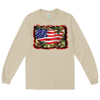 Mushroom distressed american flag Long Sleeve Tee - BarkalooDesign