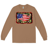 Toasted Coconut distressed american flag Long Sleeve Tee - BarkalooDesign