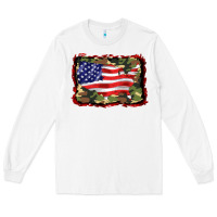 White distressed american flag Long Sleeve Tee - BarkalooDesign