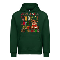 Forest Green just a girl who loves reindeers Urban Hoodie - CowGirlArtShop