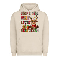 Pigment French Oak just a girl who loves reindeers Urban Hoodie - CowGirlArtShop