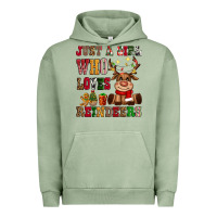 Pigment Oil Green just a girl who loves reindeers Urban Hoodie - CowGirlArtShop