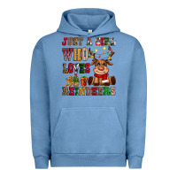 Pigment Pebble Blue just a girl who loves reindeers Urban Hoodie - CowGirlArtShop