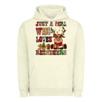 Pigment Pistachio just a girl who loves reindeers Urban Hoodie - CowGirlArtShop