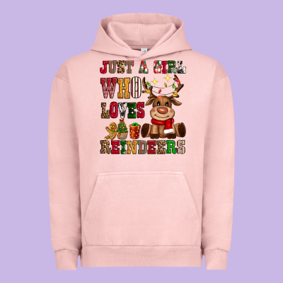 Just A Girl Who Loves Reindeers Urban Hoodie Designed By Cowgirlartshop