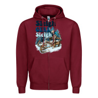 Burgundy sleigh girl sleigh skeleton Zipper Hoodie - NancyCooperArtShop