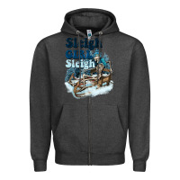 Charcoal Heather sleigh girl sleigh skeleton Zipper Hoodie - NancyCooperArtShop