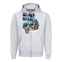 Heather Grey sleigh girl sleigh skeleton Zipper Hoodie - NancyCooperArtShop