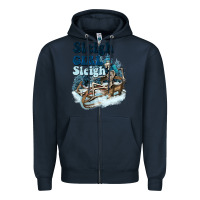 Navy sleigh girl sleigh skeleton Zipper Hoodie - NancyCooperArtShop
